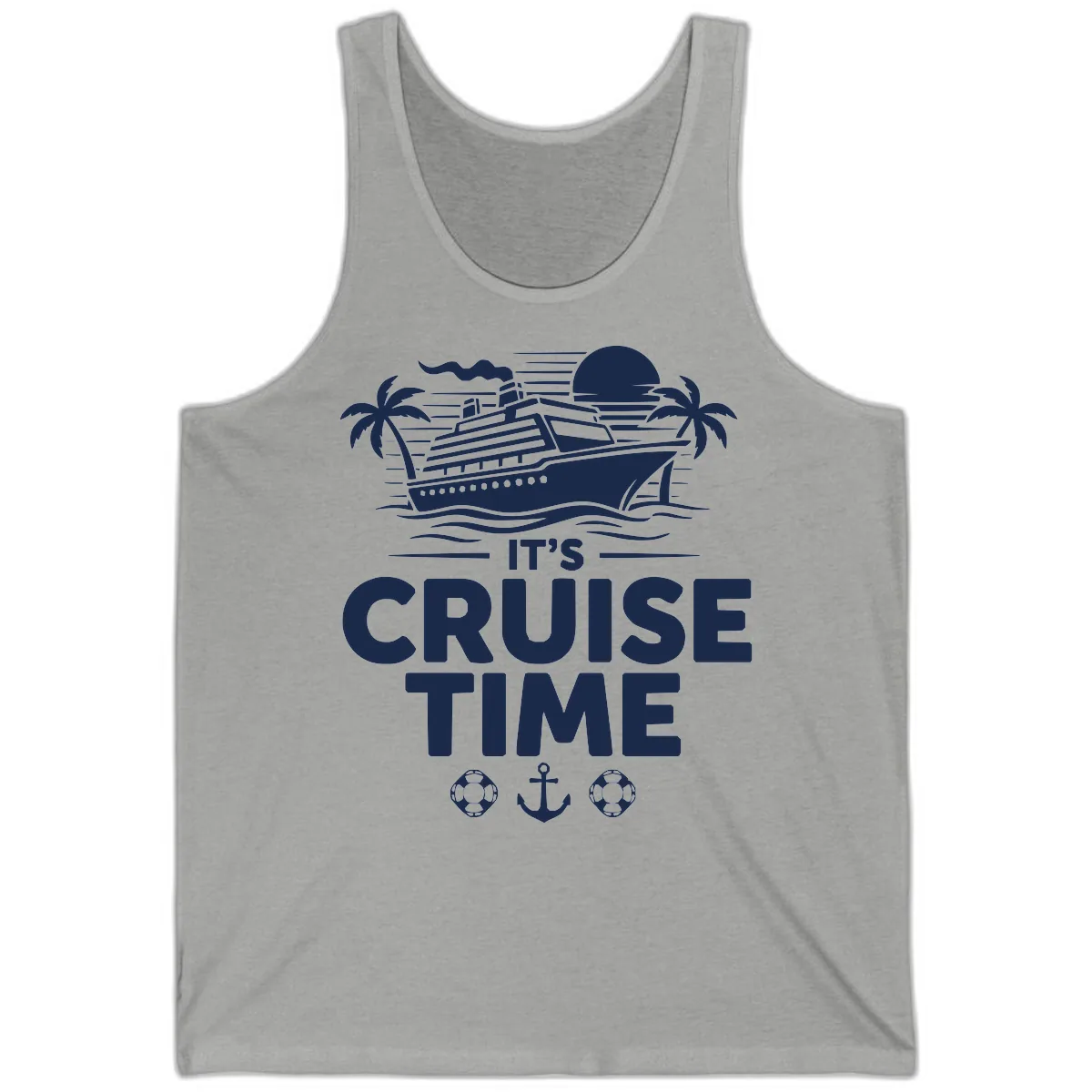 Its Cruise Time Graphic Tank in Athletic Heather