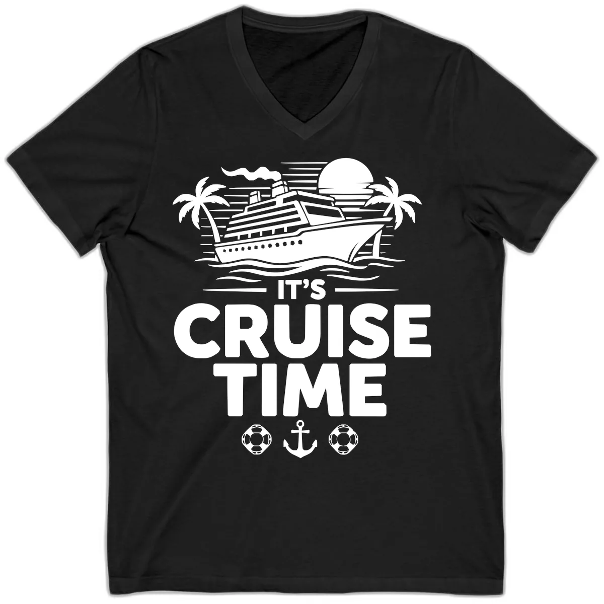 Its Cruise Time Graphic V-Neck in Black