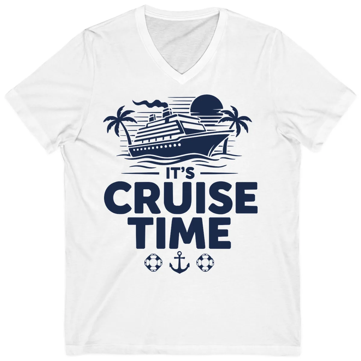 Its Cruise Time Graphic V-Neck in White