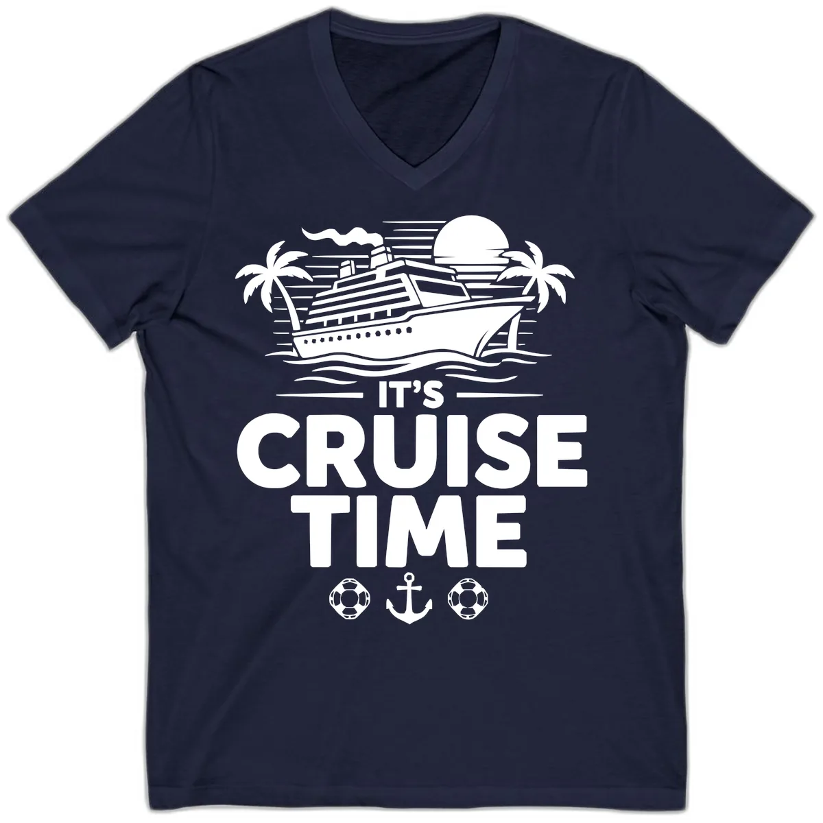 Its Cruise Time Graphic V-Neck in Navy