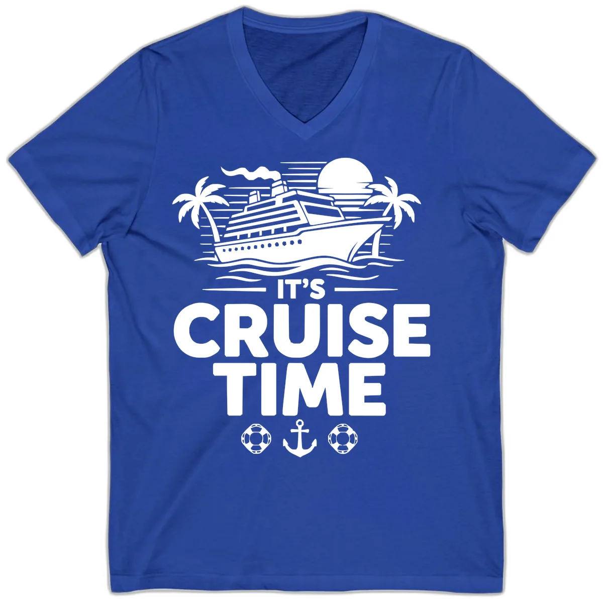 Its Cruise Time Graphic V-Neck in True Royal