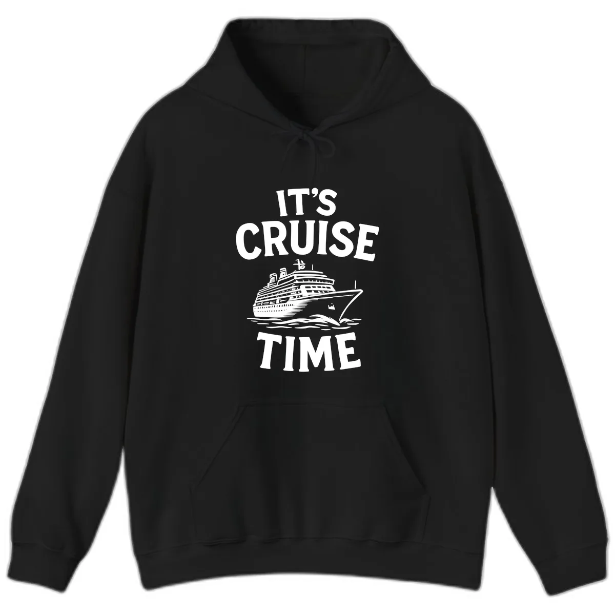 It's Cruise Time Ship Design Hoodie in Black