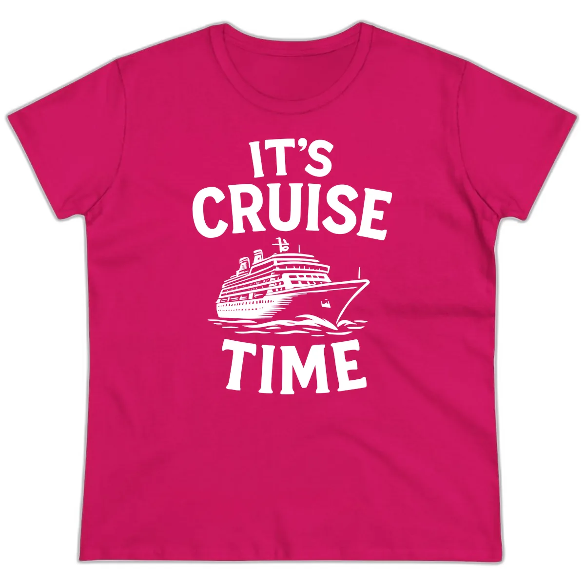 It's Cruise Time Ship Design Ladies Tee in Heliconia