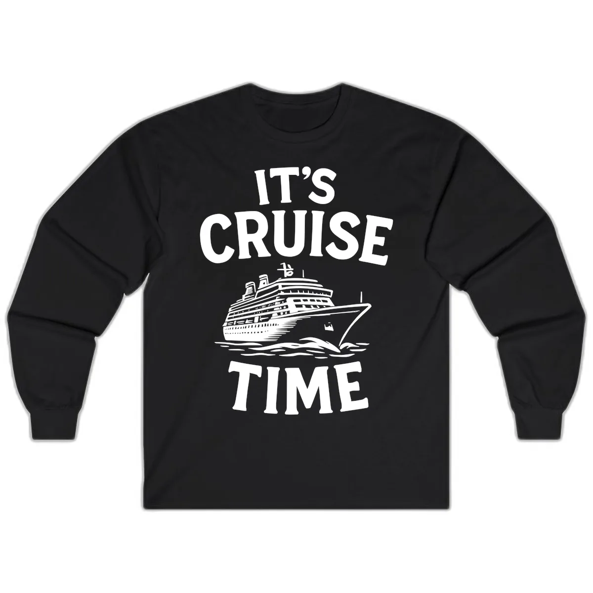 It's Cruise Time Ship Design Long Sleeve in Black