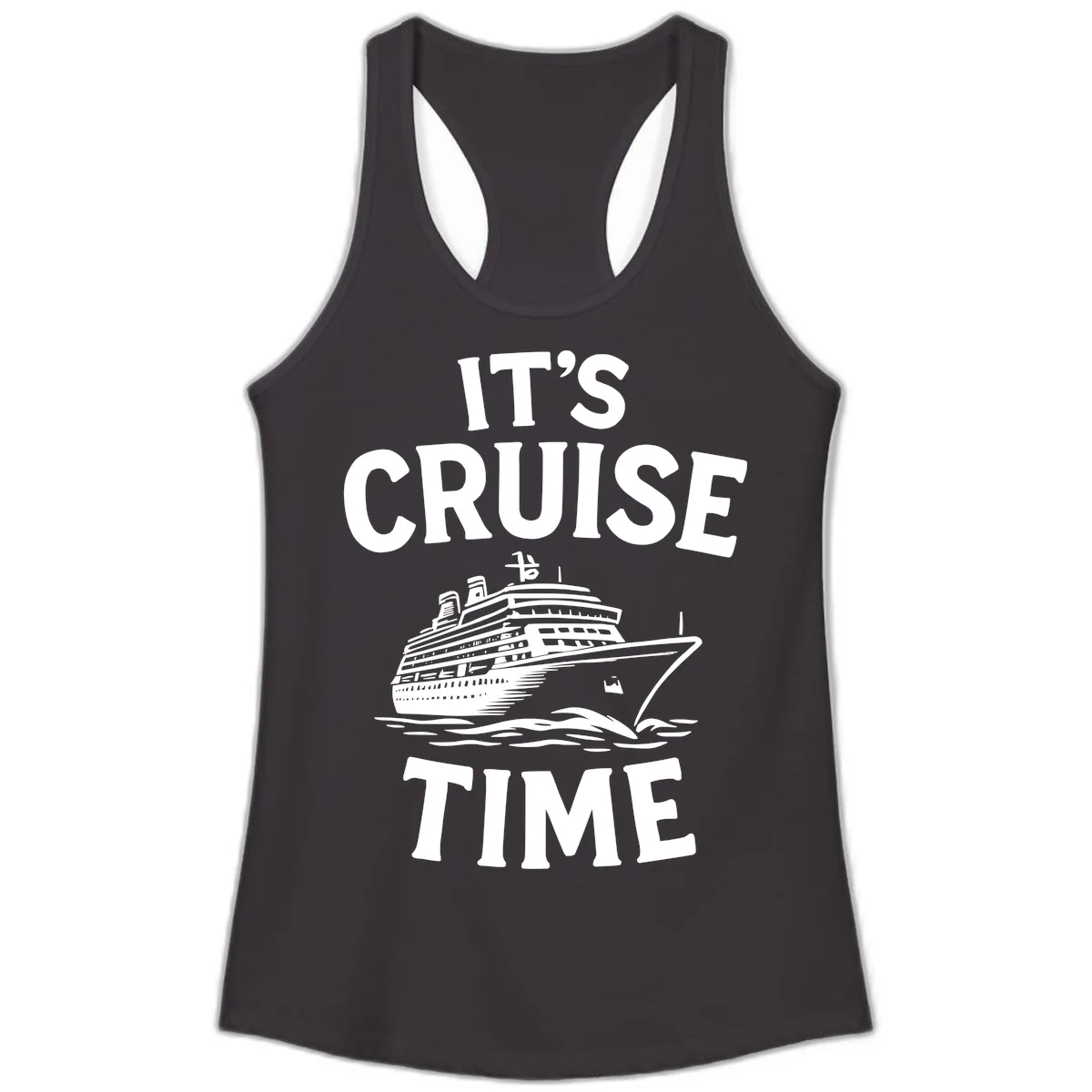 It's Cruise Time Ship Design Ladies Tank in Black