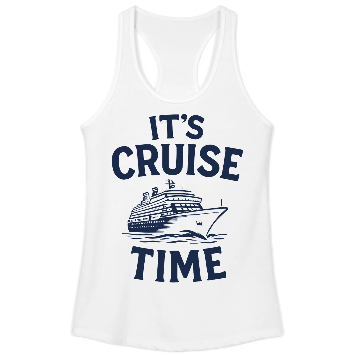 It's Cruise Time Ship Design Ladies Tank in White