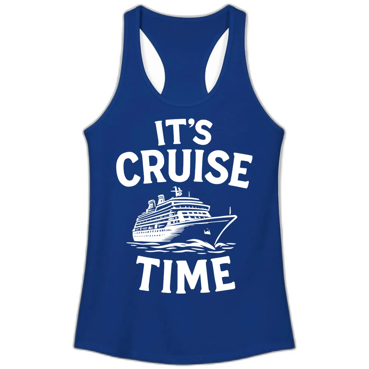 It's Cruise Time Ship Design Ladies Tank in Solid Royal
