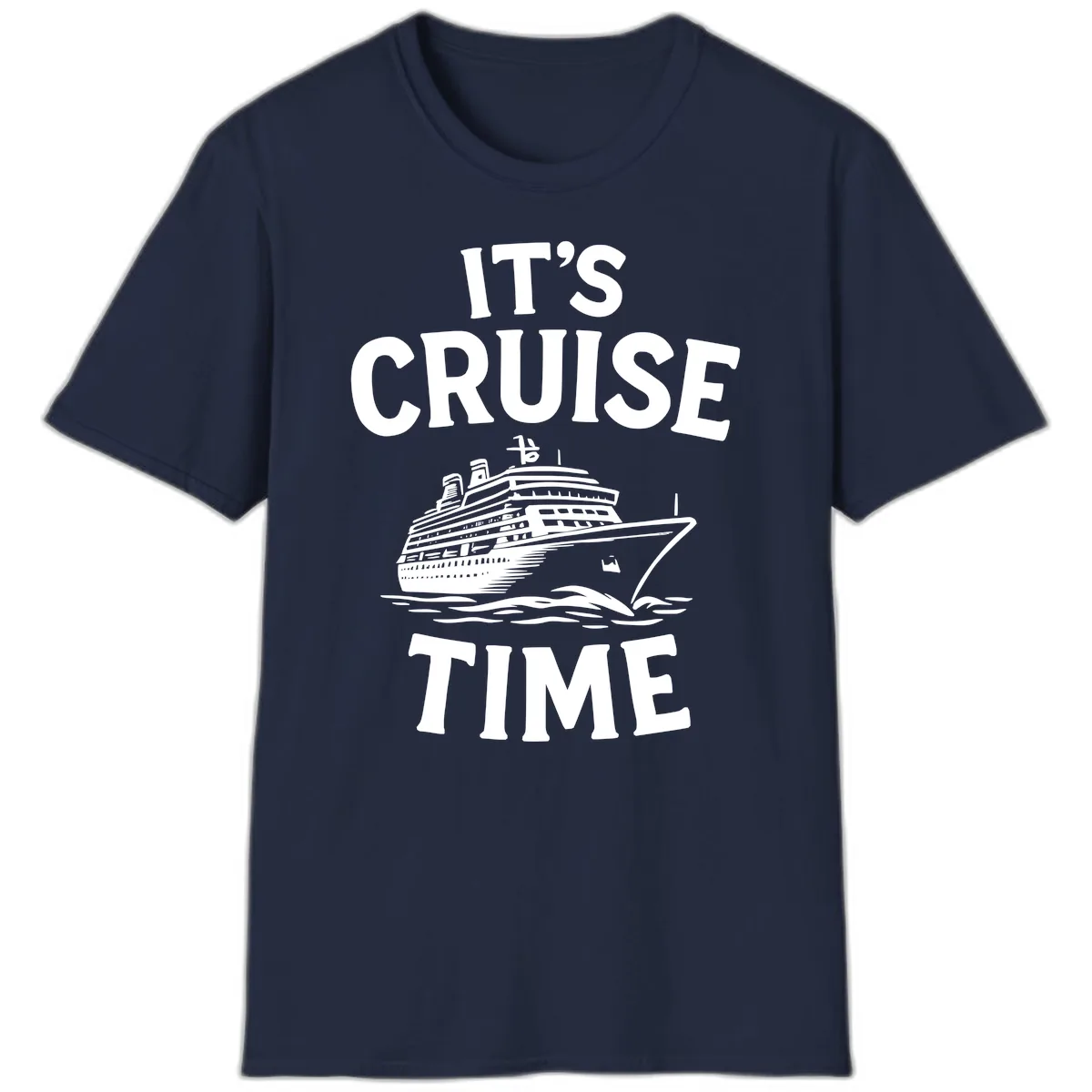 It's Cruise Time Ship Design T-Shirt in Navy