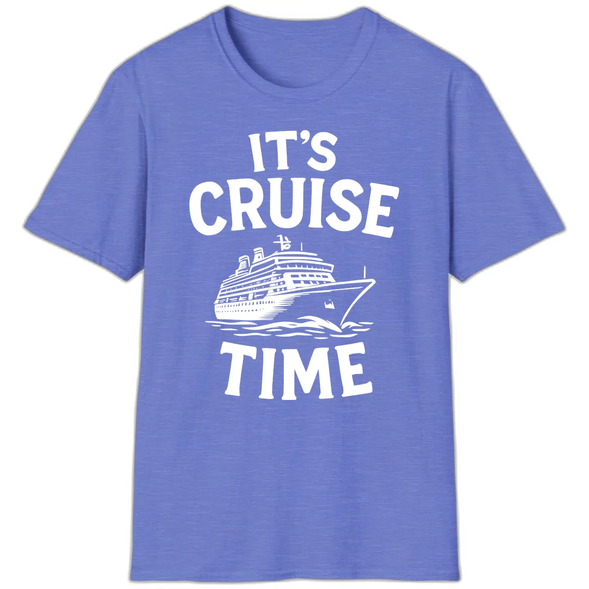 It's Cruise Time Ship Design T-Shirt in Heather Royal