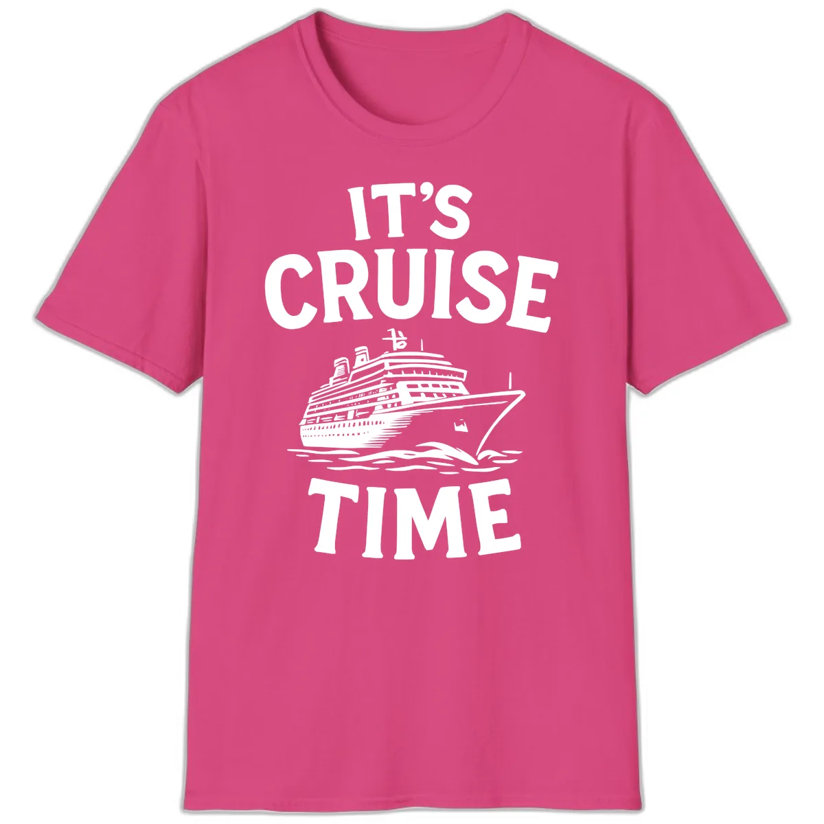 It's Cruise Time Ship Design T-Shirt in Heliconia