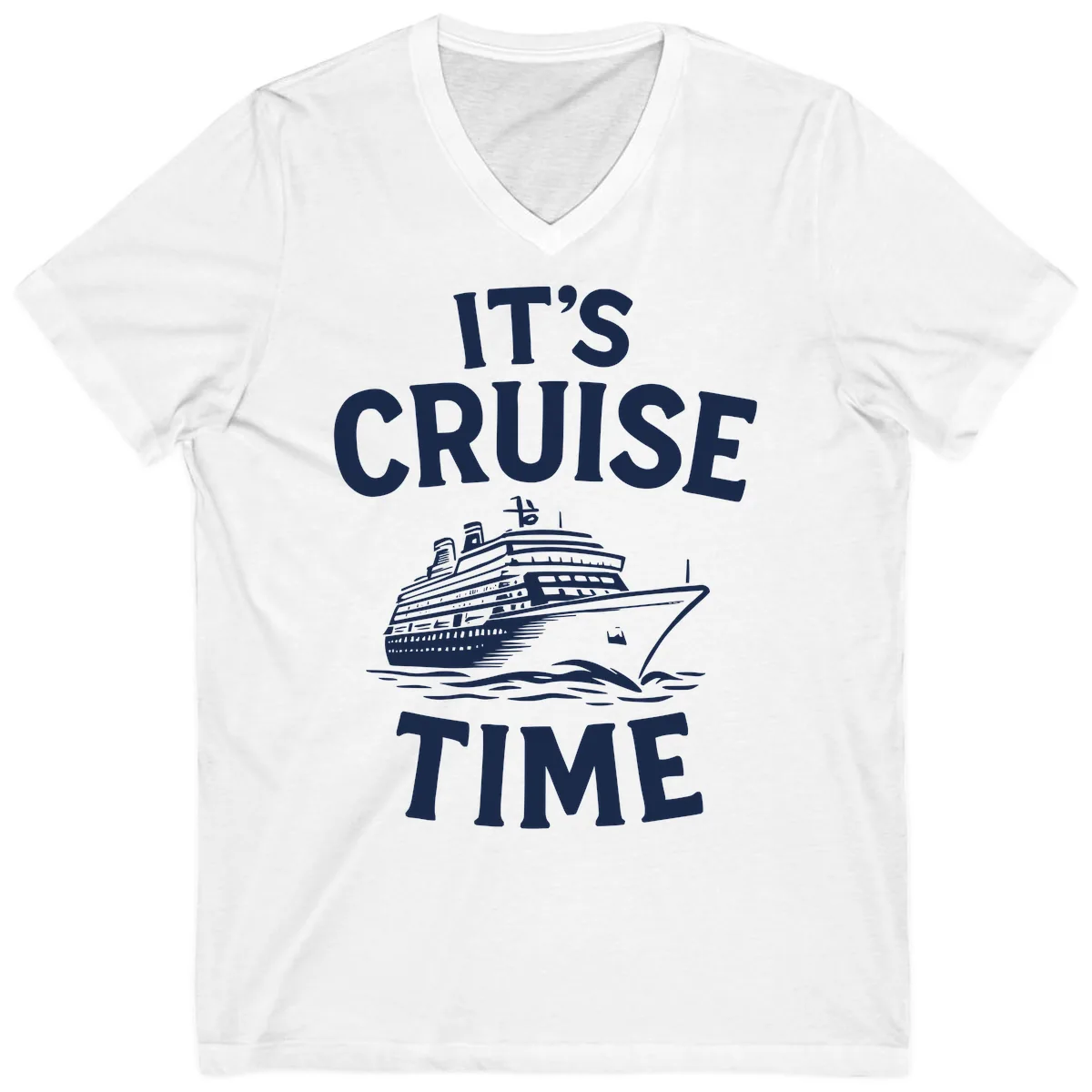 It's Cruise Time Ship Design V-Neck in White