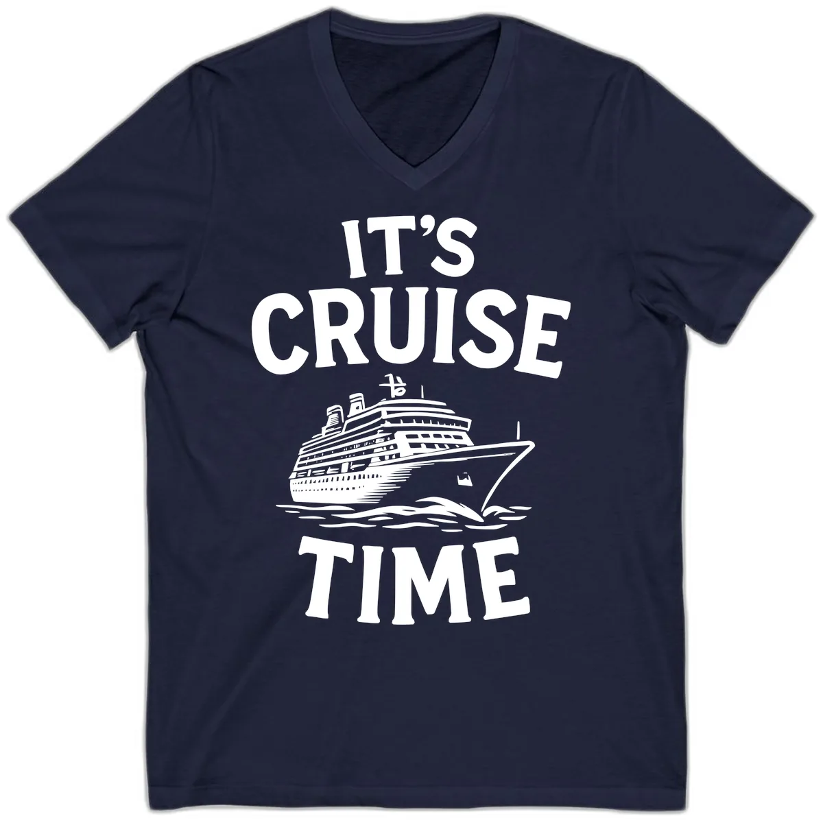 It's Cruise Time Ship Design V-Neck in Navy