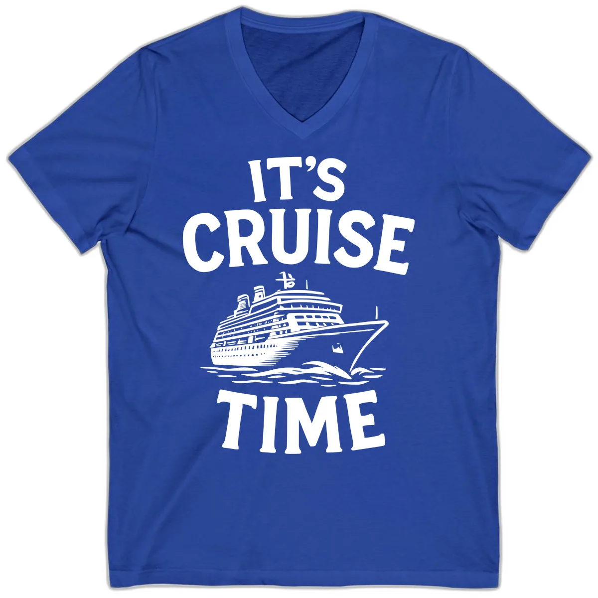 It's Cruise Time Ship Design V-Neck in True Royal