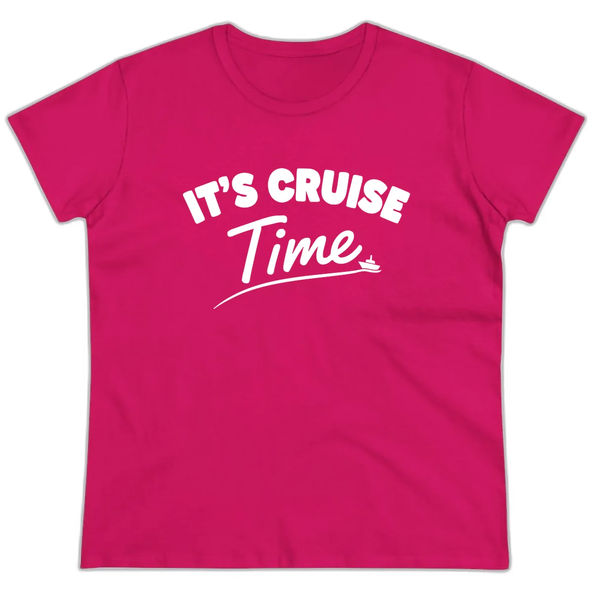 Its Cruise Time Celebration Ladies Tee in Heliconia
