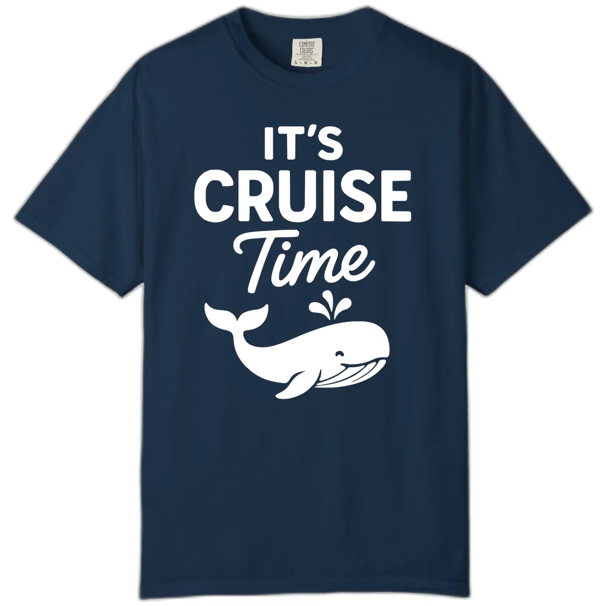 Its Cruise Time Whale Design Comfort Color in True Navy
