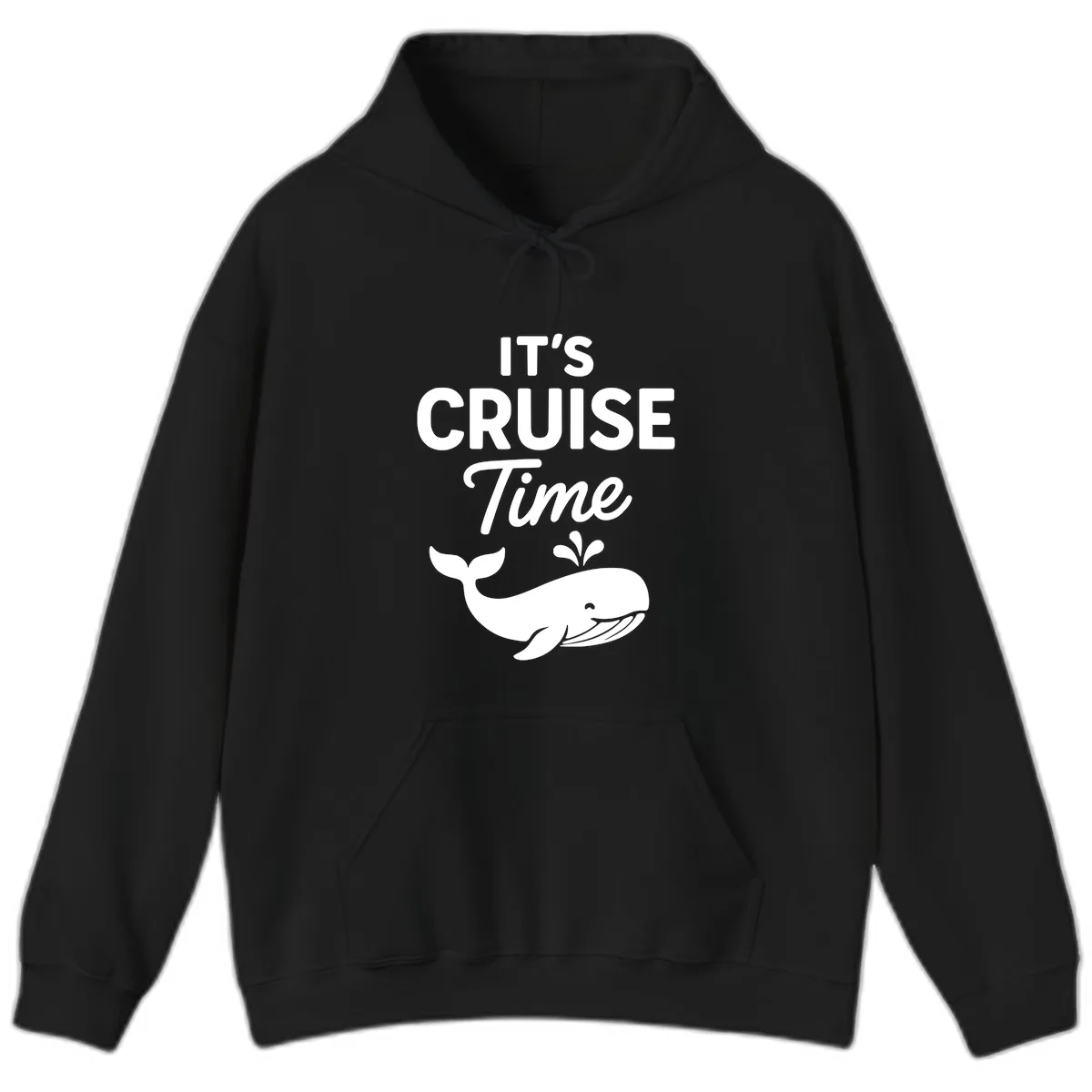 Its Cruise Time Whale Design Hoodie in Black