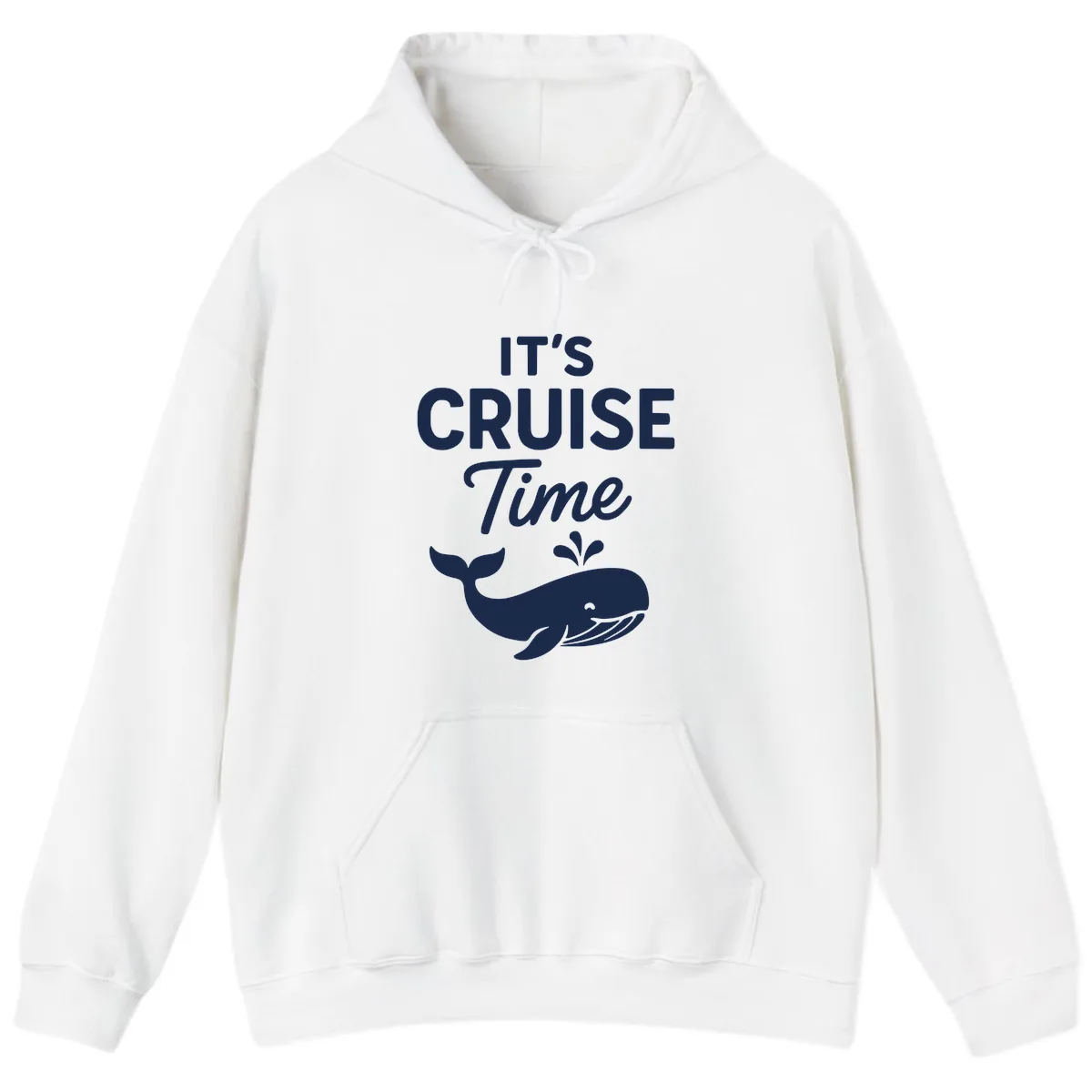 Its Cruise Time Whale Design Hoodie in White