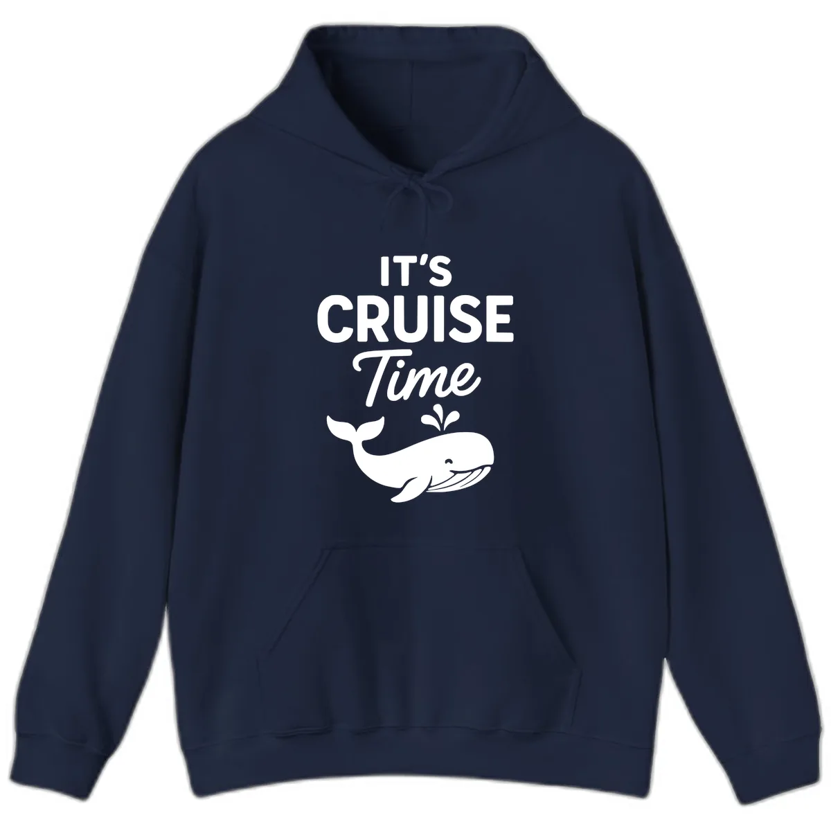 Its Cruise Time Whale Design Hoodie in Navy