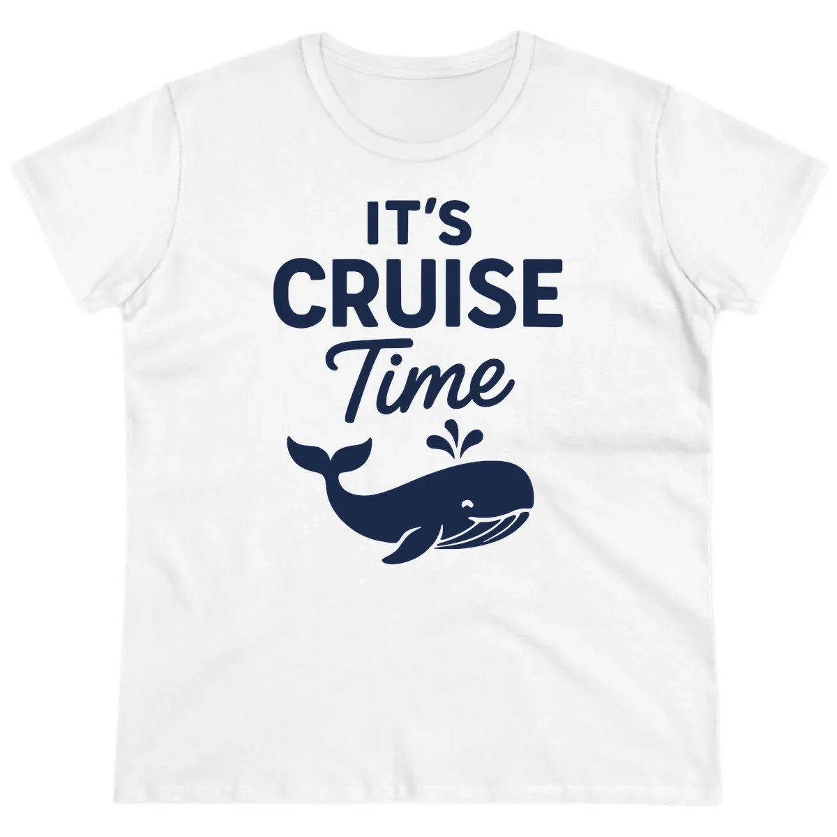 Its Cruise Time Whale Design Ladies Tee in White