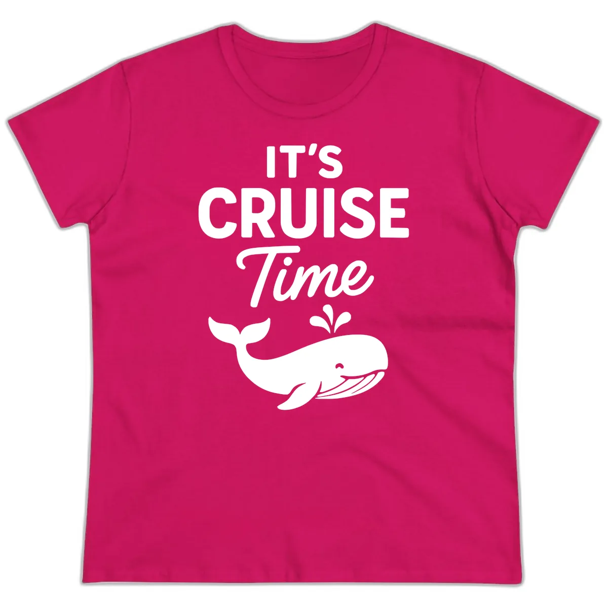 Its Cruise Time Whale Design Ladies Tee in Heliconia