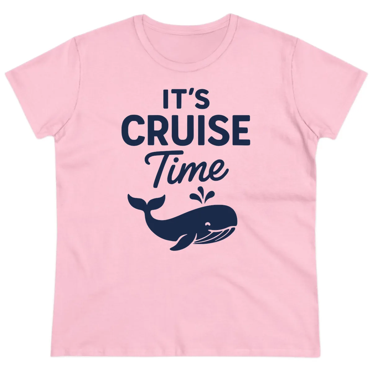 Its Cruise Time Whale Design Ladies Tee in Light Pink