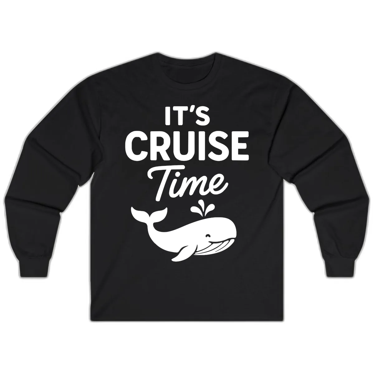 Its Cruise Time Whale Design Long Sleeve in Black