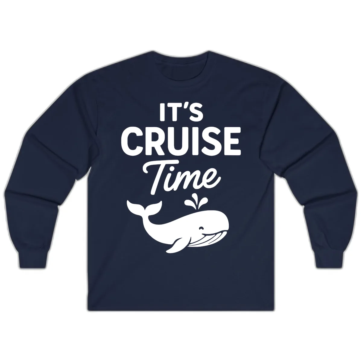 Its Cruise Time Whale Design Long Sleeve in Navy
