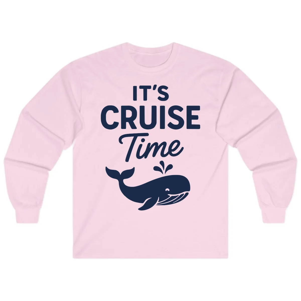 Its Cruise Time Whale Design Long Sleeve in Light Pink