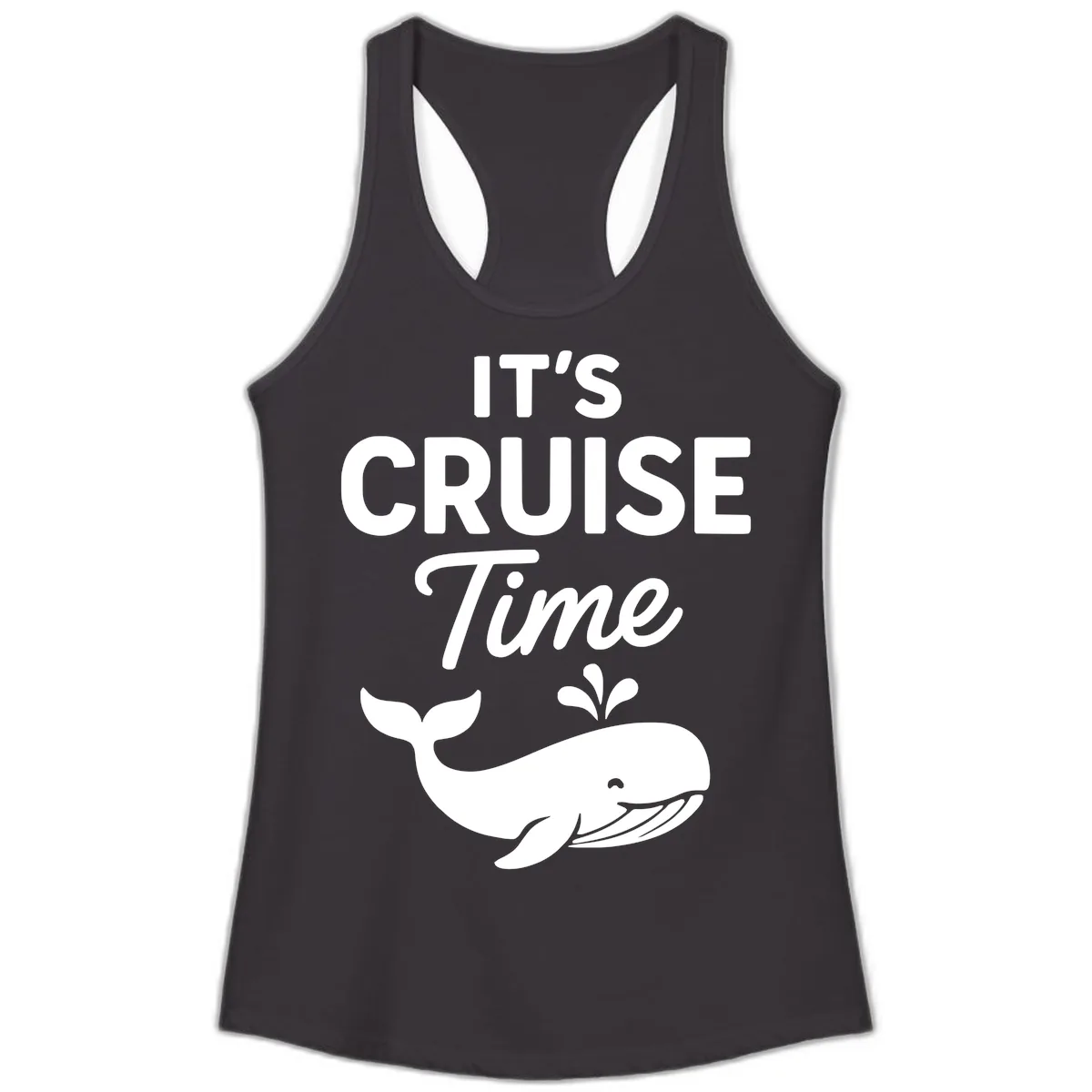 Its Cruise Time Whale Design Ladies Tank in Black