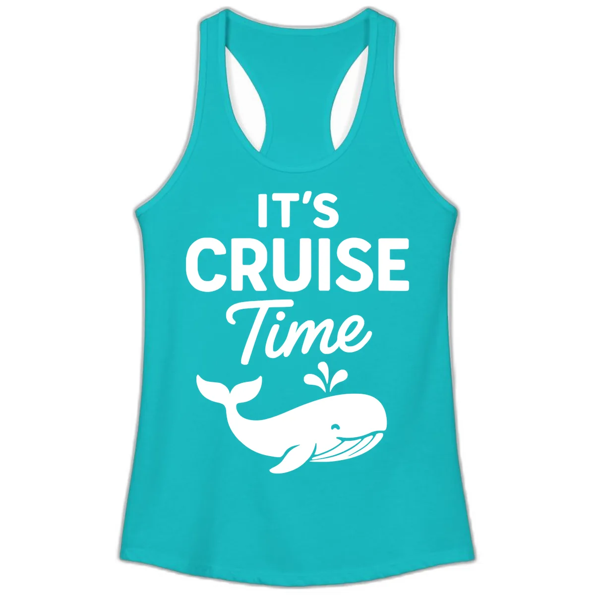 Its Cruise Time Whale Design Ladies Tank in Tahiti Blue