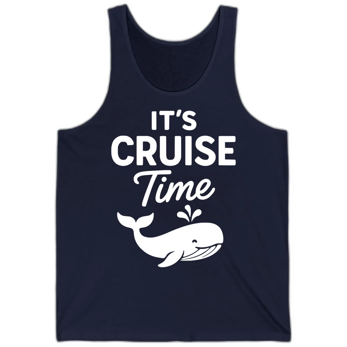 Its Cruise Time Whale Design Tank in Navy