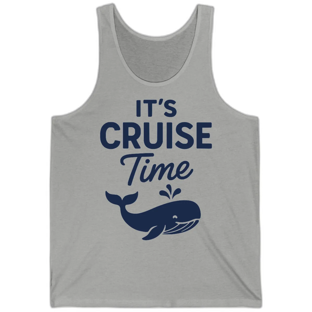 Its Cruise Time Whale Design Tank in Athletic Heather