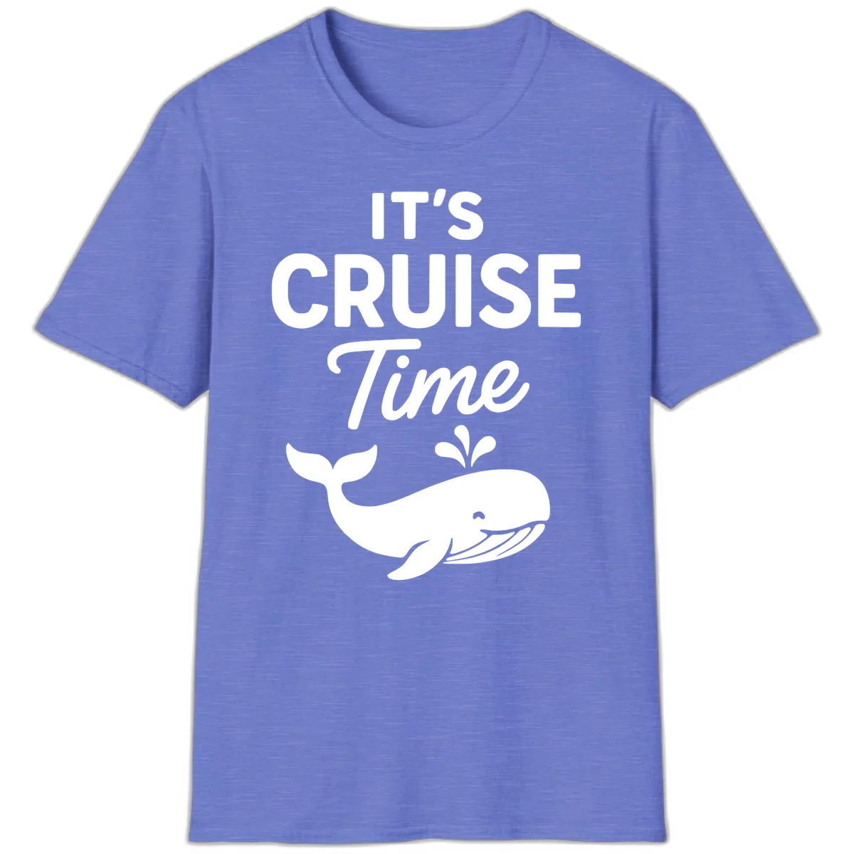 Its Cruise Time Whale Design T-Shirt in Heather Royal
