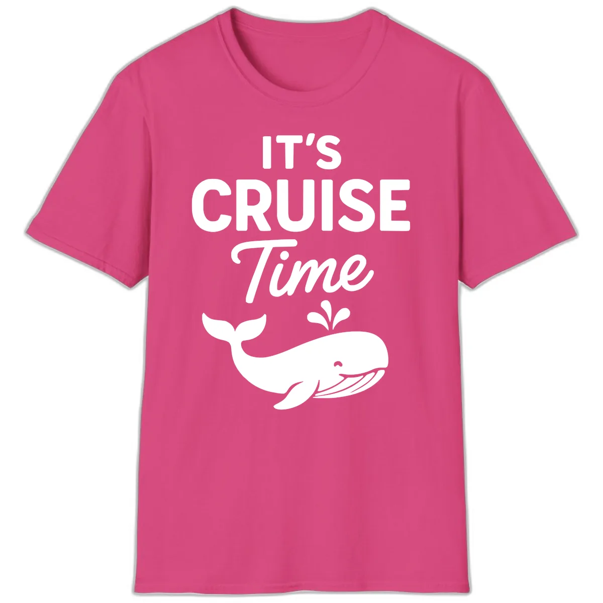Its Cruise Time Whale Design T-Shirt in Heliconia