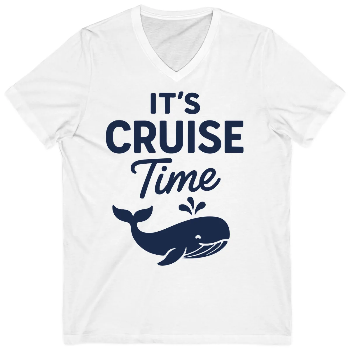 Its Cruise Time Whale Design V-Neck in White