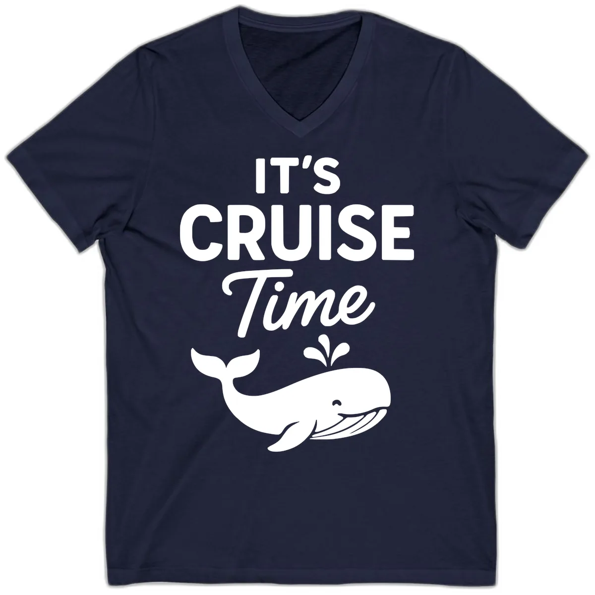 Its Cruise Time Whale Design V-Neck in Navy