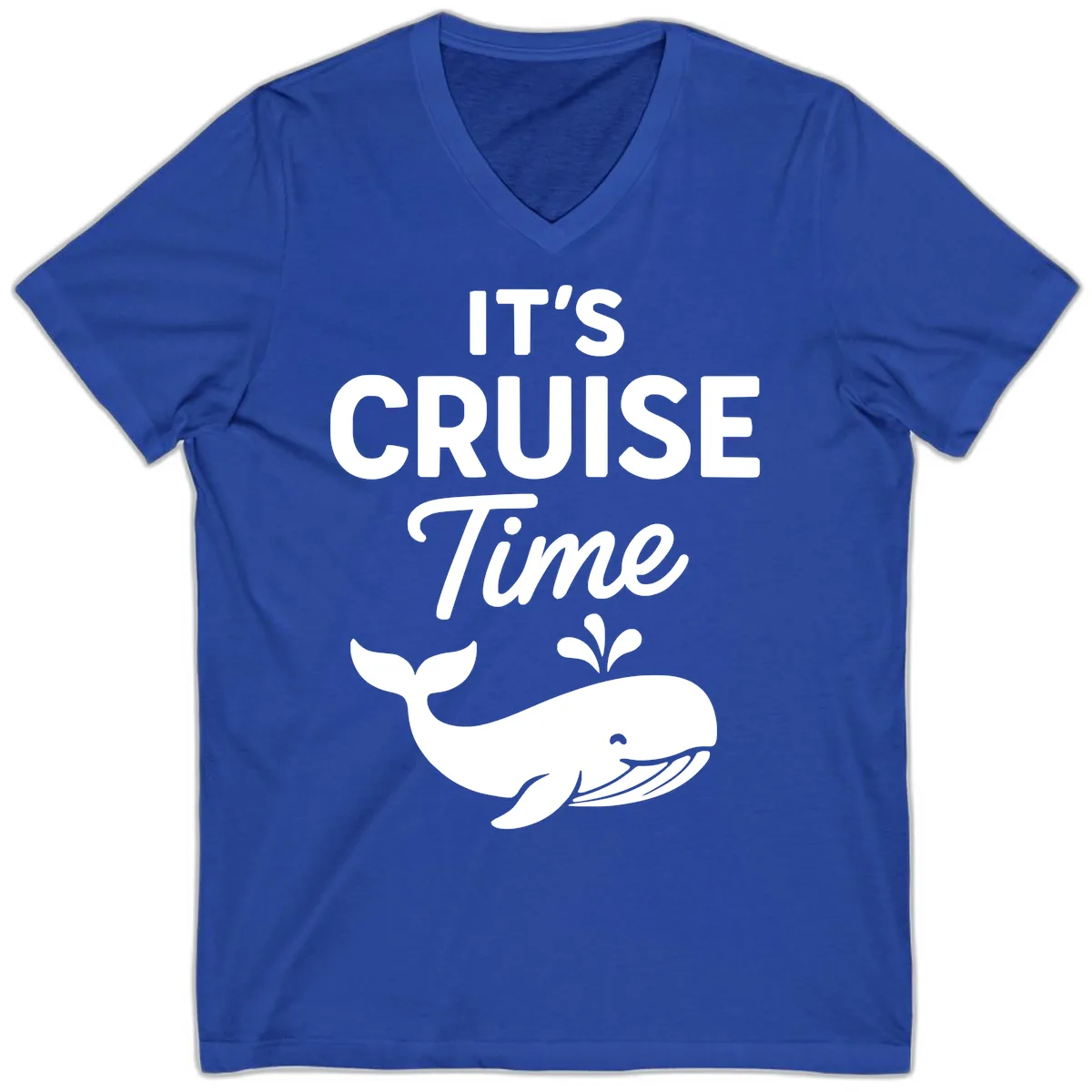 Its Cruise Time Whale Design V-Neck in True Royal