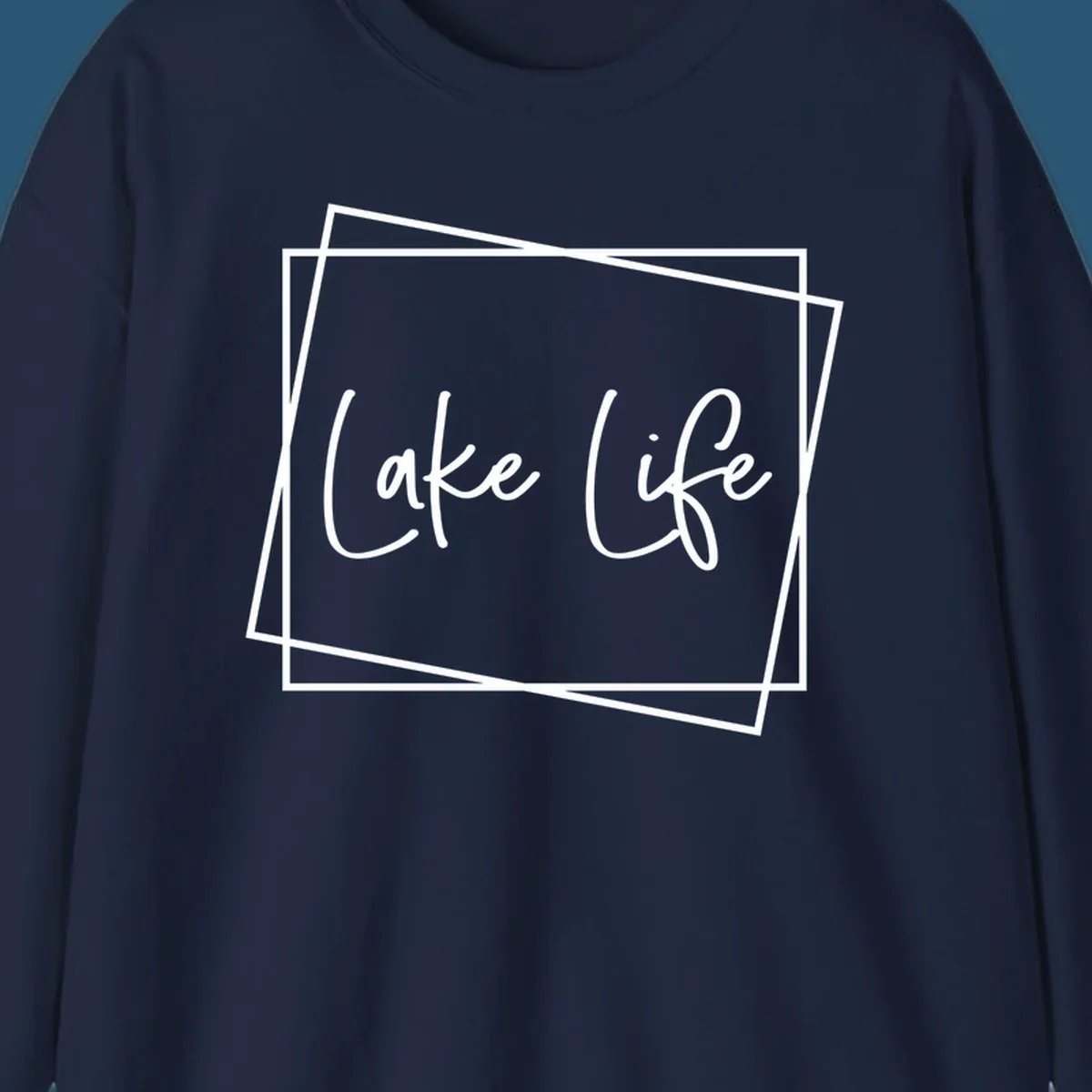 Lake Life text in script font with geometric border, lake-life-script design.