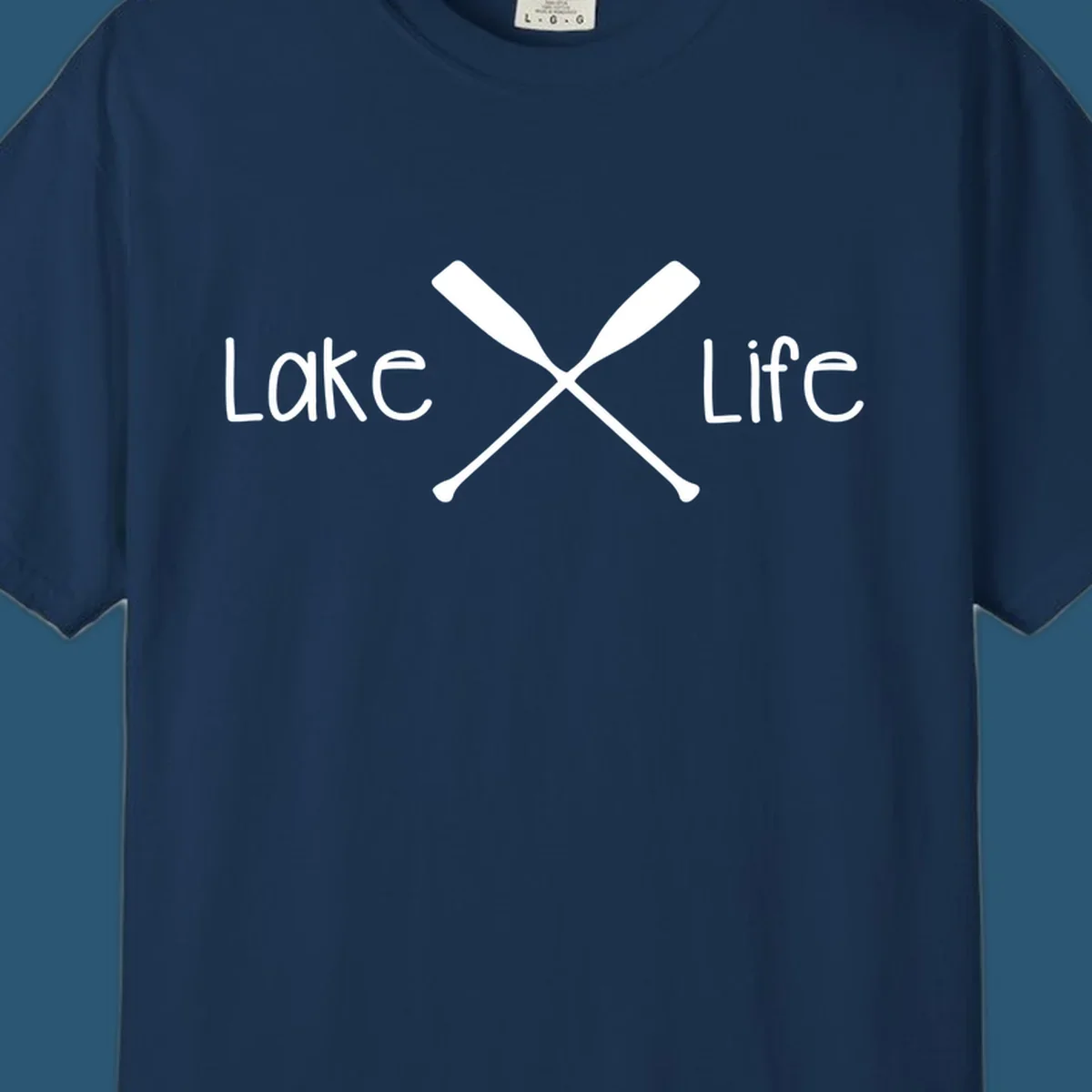 Lake Life text with crossed oars graphic