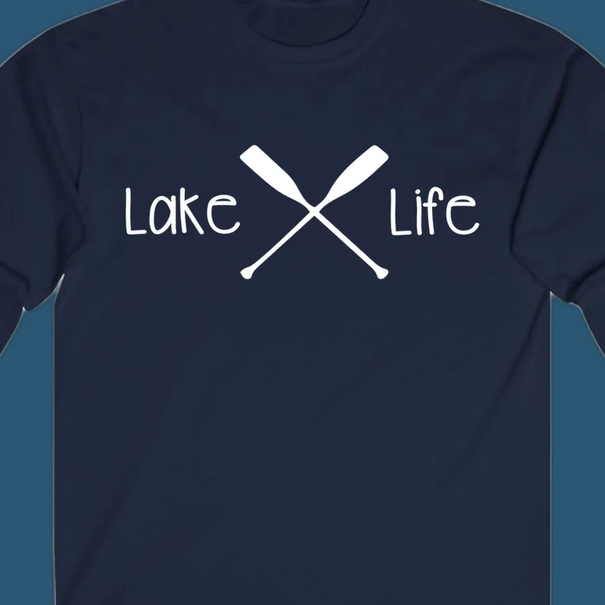 Lake Life text with crossed oars graphic