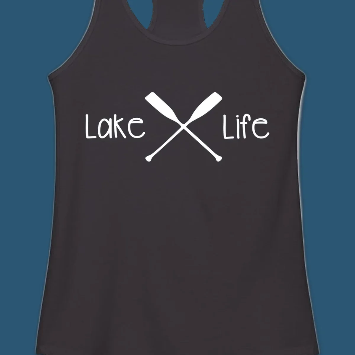Lake Life text with crossed oars graphic