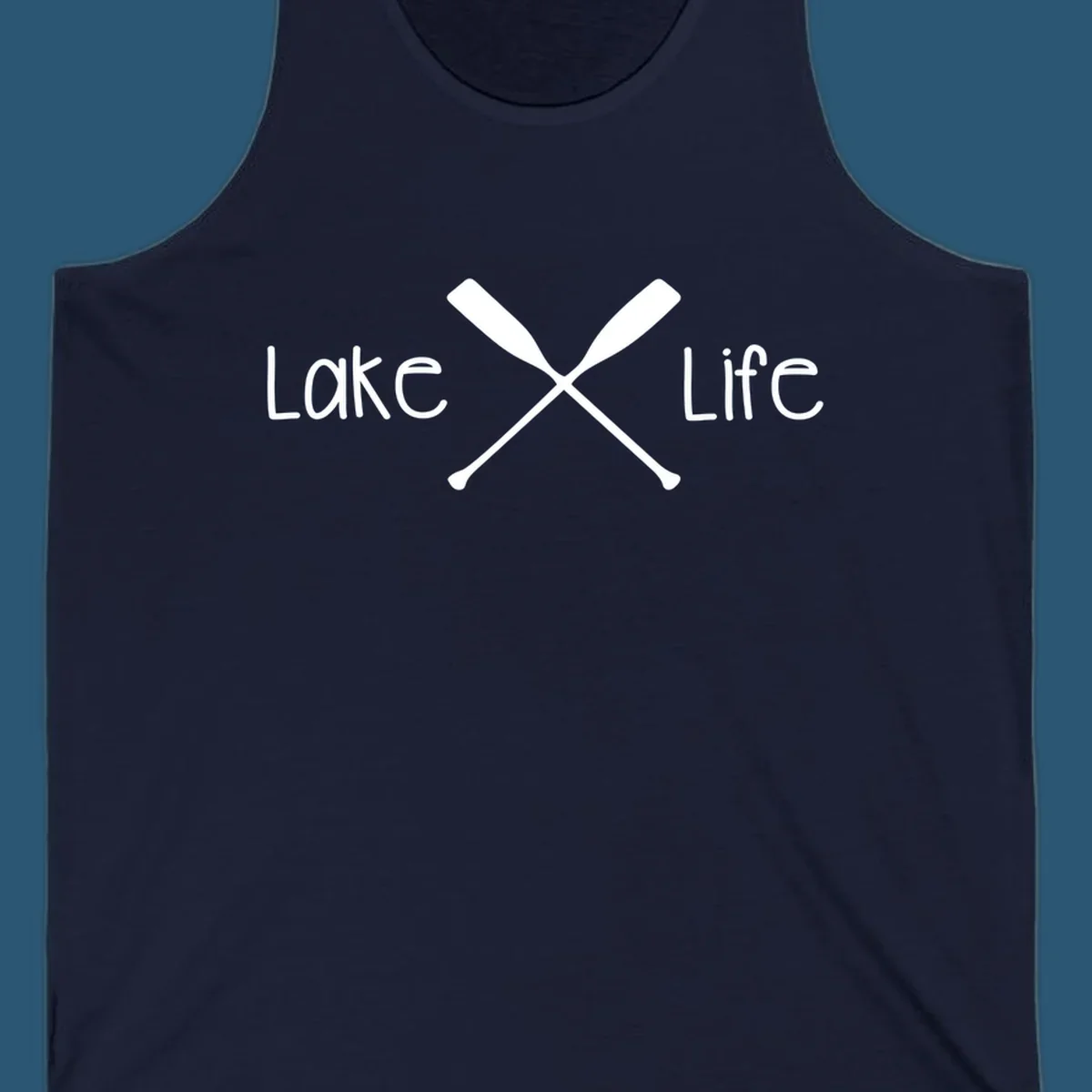 Lake Life text with crossed oars graphic