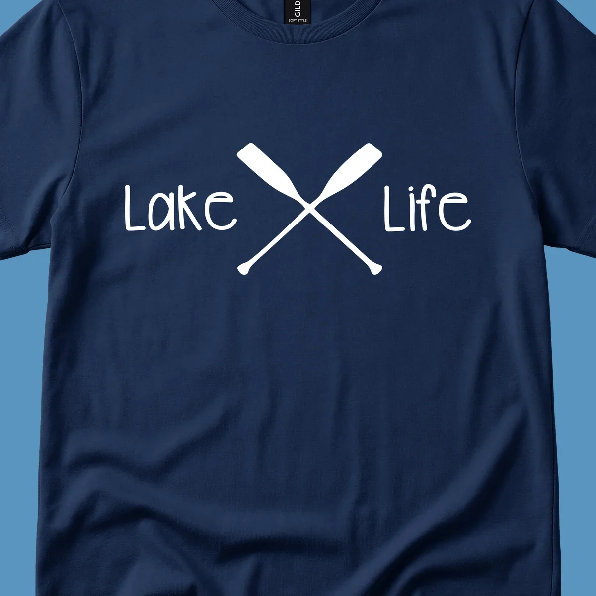 Lake Life text with crossed oars graphic