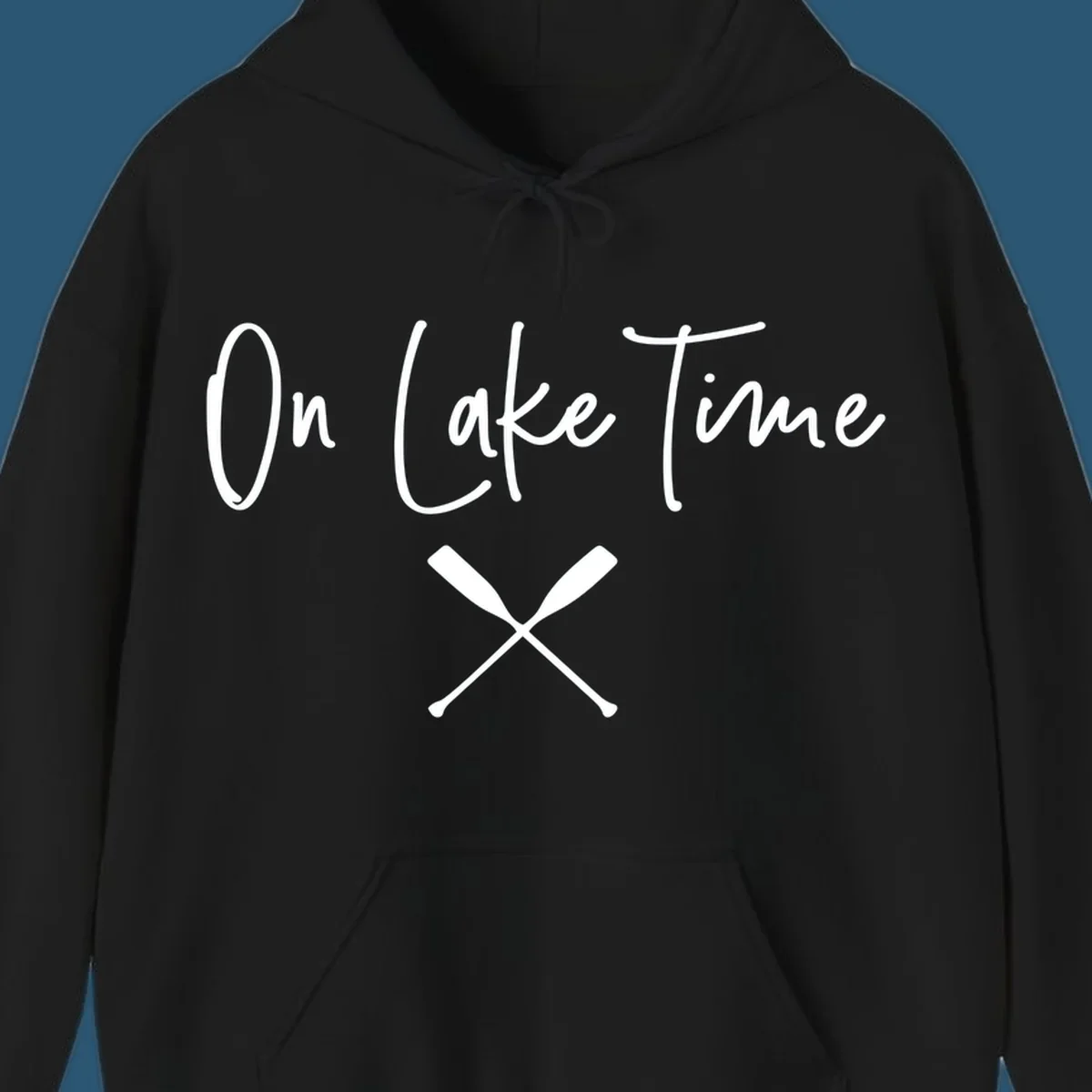 On Lake Time text with crossed oars graphic.