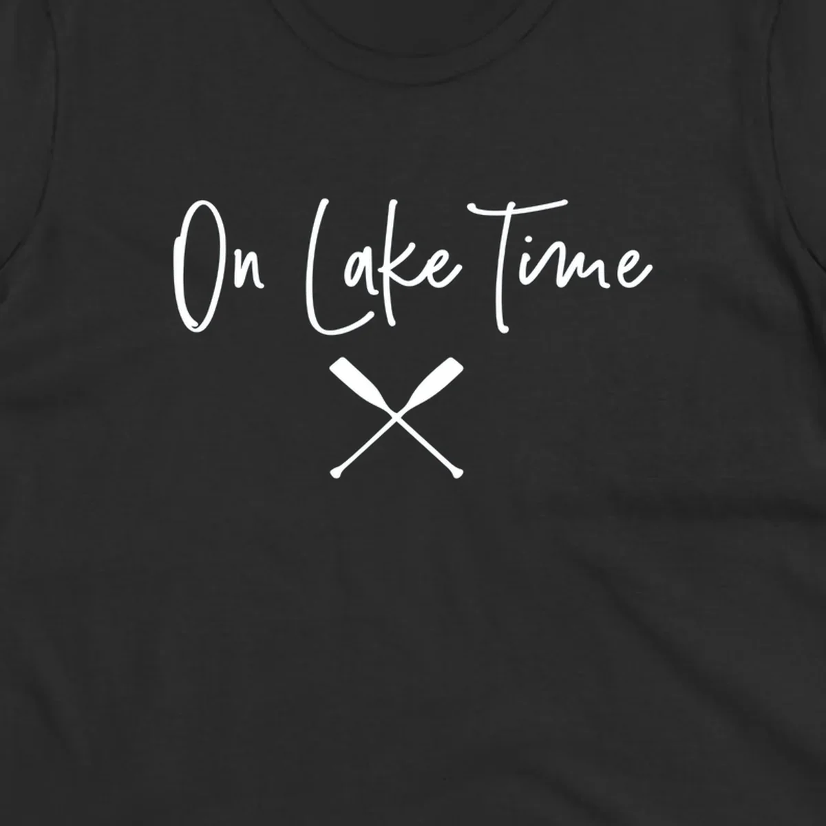 On Lake Time text with crossed oars graphic.
