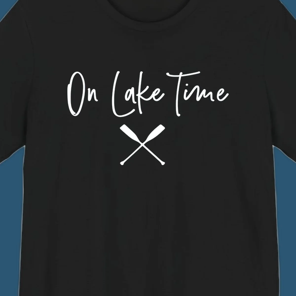 On Lake Time text with crossed oars graphic.