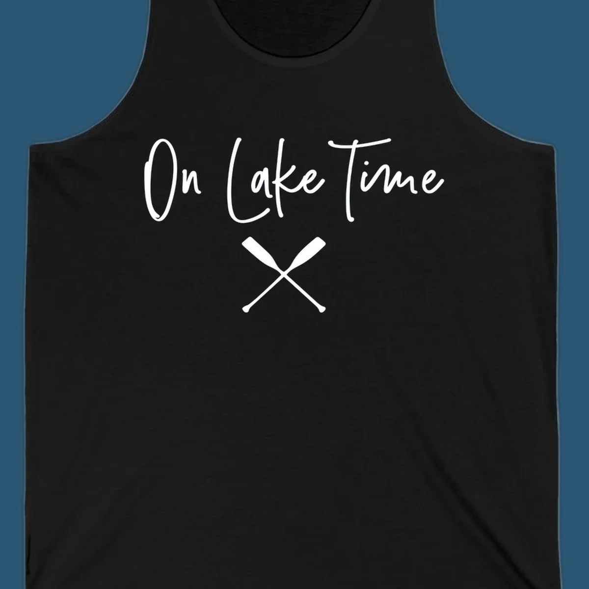On Lake Time text with crossed oars graphic.