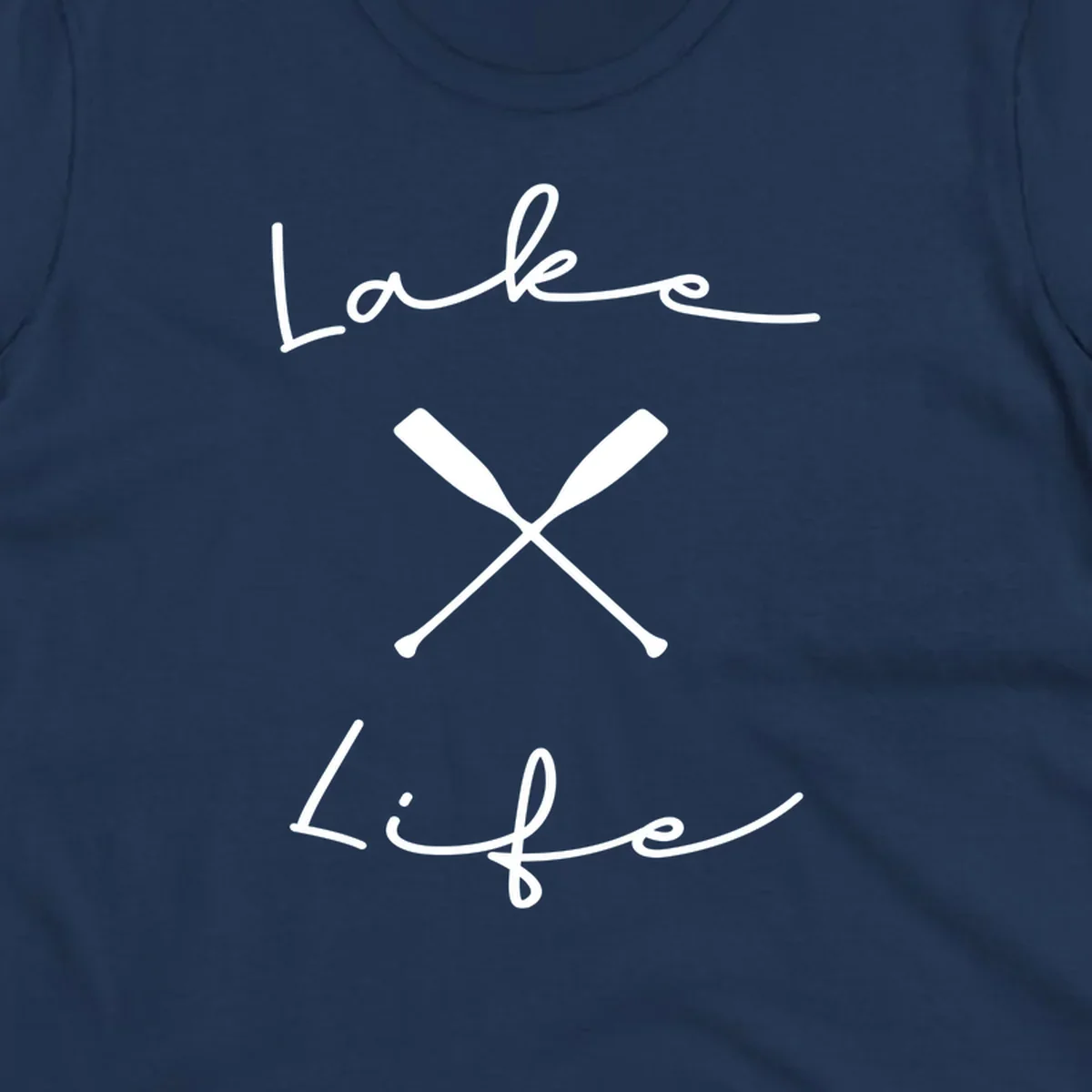 Lake life text with crossed oars graphic