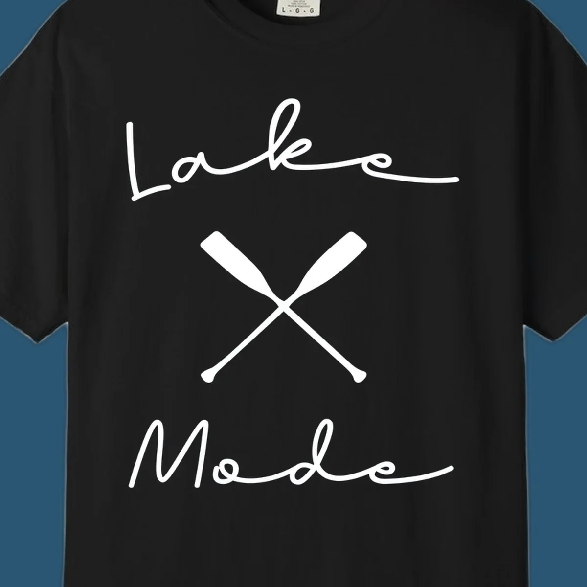 Lake Mode text with crossed oars illustration.
