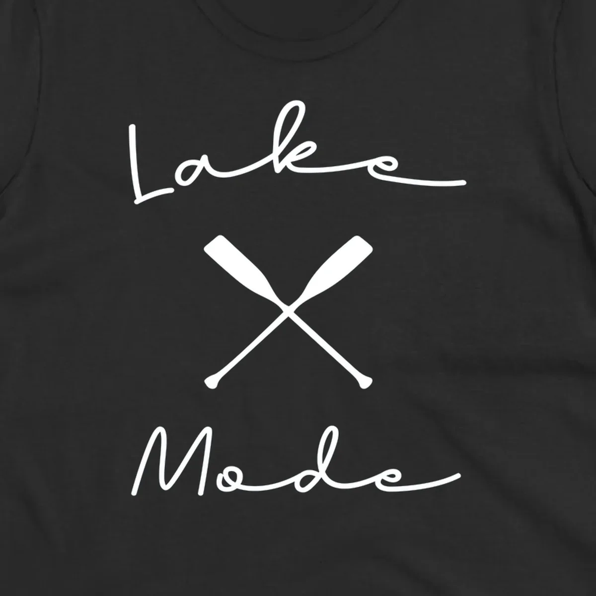 Lake Mode text with crossed oars illustration.